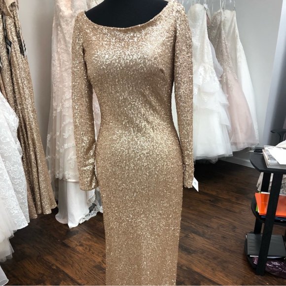 Sorella Vita Gold Sequin Elegant dress Style 8848 - Picture 2 of 3